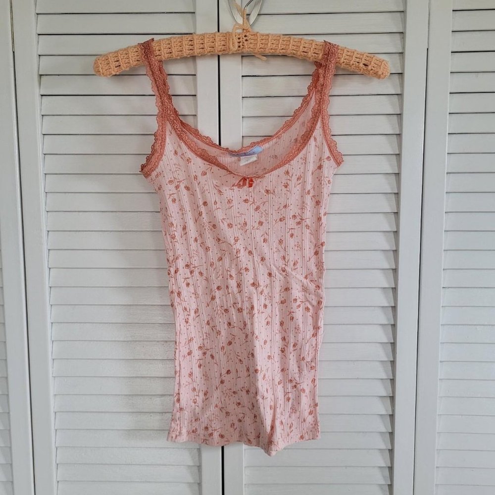 Julia Y2K rose pink tank top 100% Cotton Made in usa size medium